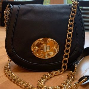 Emma Fox black/gold crossbody/shoulder bag